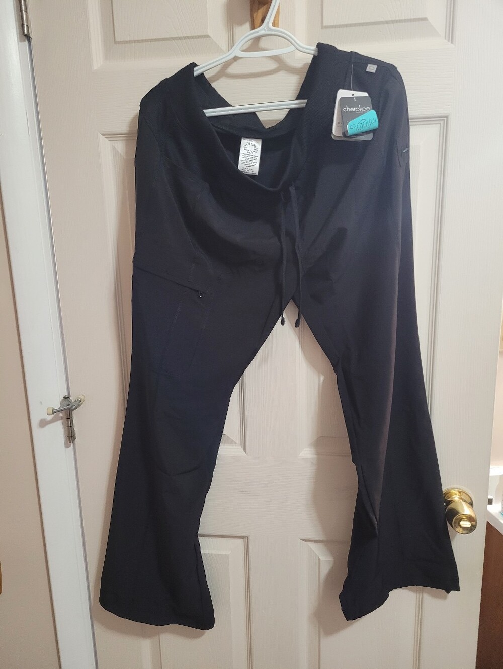 Cherokee Workwear Mid-Rise Drawstring Scrub Pants — Black